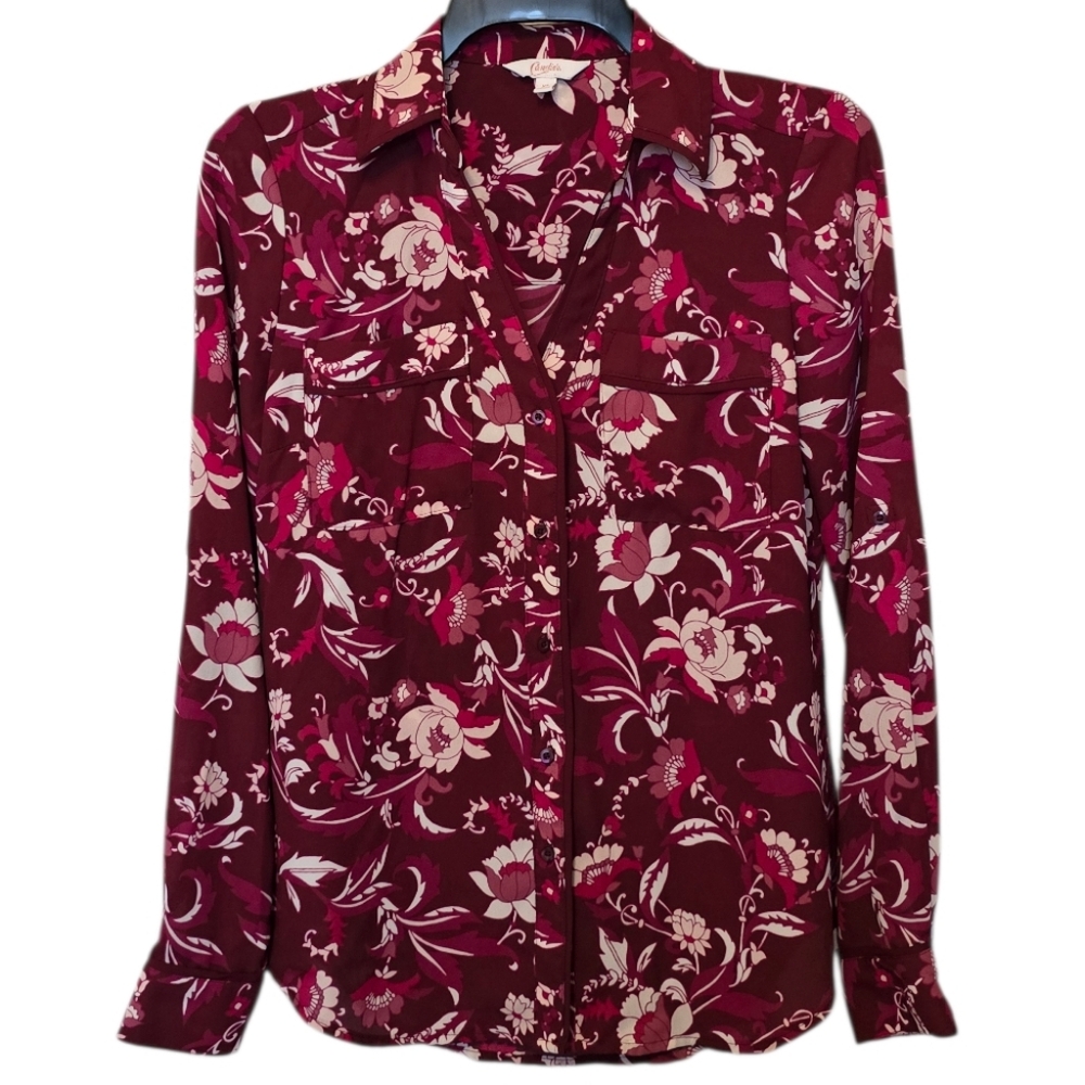3/$15 Candies Pink Floral Button Up Blouse Size Xs